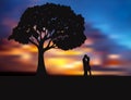 The Lovers under Sunset, Dating Royalty Free Stock Photo