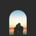 The Lovers Under The Sunset Royalty Free Stock Photo