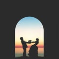 The Lovers Under The Sunset Royalty Free Stock Photo