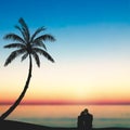 Lovers under Sunset At The Tropical Island Royalty Free Stock Photo