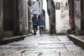 The lovers walking along the Yuehe bystreet Royalty Free Stock Photo