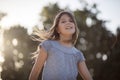 Little girl spending time at nature