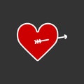 Lovestruck or arrow through heart flat icon for apps and websites