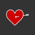 Lovestruck or arrow through heart flat icon for apps and websites