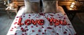 A Lovestruck Bed A Bird\'s-Eye View Of Rose Petals Forming \