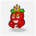 Lovestruck expression with Strawberry Fruit Crown Mascot Character Cartoon