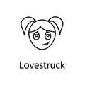 lovestruck girl face icon. Element of emotions for mobile concept and web apps illustration. Thin line icon for website design and