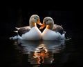 Lovey-dovey ducks in love Cute lovers close together. Royalty Free Stock Photo