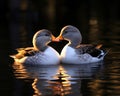 Lovey-dovey ducks in love Cute lovers close together. Royalty Free Stock Photo