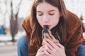 Loving and adoring pets concept. Royalty Free Stock Photo