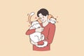 Loving animals and cat lover person concept