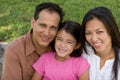 Loving Asain parents and their daughters smiling.