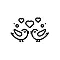 Black line icon for Loving Birds, heart and couple