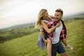 Loving couple having fun in the spring nature Royalty Free Stock Photo