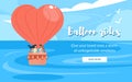 Loving Couple in Basket, Rides Air Balloon Flying