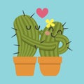 Loving couple of cactus