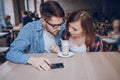 Loving couple in a cafe Royalty Free Stock Photo