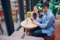 Loving couple in a cafe Royalty Free Stock Photo