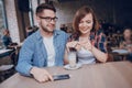 Loving couple in a cafe Royalty Free Stock Photo