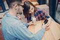 Loving couple in a cafe Royalty Free Stock Photo