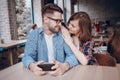 Loving couple in a cafe Royalty Free Stock Photo