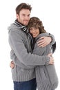 Loving couple cuddling up to each other smiling Royalty Free Stock Photo