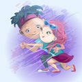 Loving couple dancing a hot dance. Typography slogan. Can be used for print design, greeting and invitation card, banner