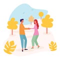 Loving couple dancing in nature, illustration Royalty Free Stock Photo