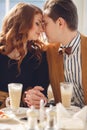 A loving couple enjoying an coffee in the cafÃÂ© Royalty Free Stock Photo