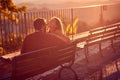 Loving couple enjoys at the sunset Royalty Free Stock Photo