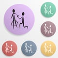 A loving couple holds a heart badge color set icon. Simple glyph, flat vector of valentine\'s day- wedding icons for ui and ux, Royalty Free Stock Photo