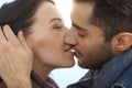 Loving couple kissing with passion