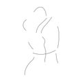 Loving couple of man and woman hug kiss. Minimalism style. Modern design art is suitable for decoration