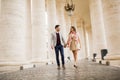 Loving couple, man and woman traveling on holiday in Rome, Royalty Free Stock Photo