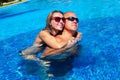 Loving couple in pool