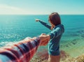 Loving couple resting on beach Royalty Free Stock Photo