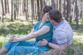 Loving couple resting on the nature. Royalty Free Stock Photo
