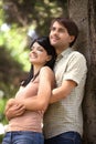 Loving couple in spring park. Royalty Free Stock Photo