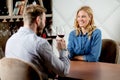 Couple toasting wineglasses in a luxury restaurant Royalty Free Stock Photo