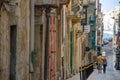 Loving couple walking down the street in Valetta,Malta,