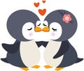 Loving and cute penguin couple kissing Royalty Free Stock Photo