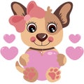 Loving dog girl with pink hearts Royalty Free Stock Photo