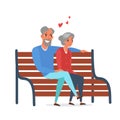 Loving elderly couple flat vector illustration isolated on white background