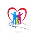 Loving family with caring hands icon