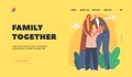 Loving Family Stand Together with Joined Arms, Landing Page Template. Parents and Child Bonding. People Hugging, Love Royalty Free Stock Photo