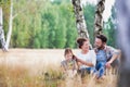 Loving family together in a park, field or woodlands