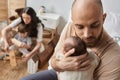 loving father hugging his newborn baby Royalty Free Stock Photo