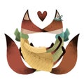 Loving foxes. Happy Valentine`s day postcard.