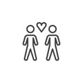 Loving gay couple line icon Royalty Free Stock Photo