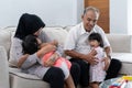 Loving grandparents feel by hugging their grandchildren
